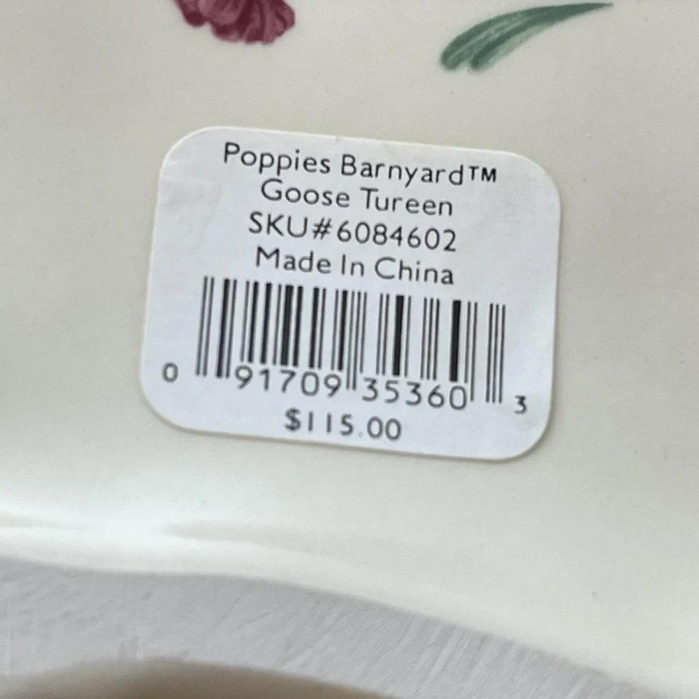 Vintage Lenox Poppies On Blue Barnyard Goose Soup Tureen Lid Ladle Complete Set